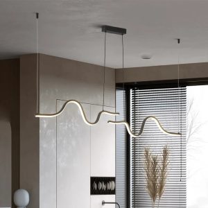 Minimalist Linear LED Pendant Light Nordic Luxury Hanging Chandelier For Tubular Restaurant Kitchen Office Coffee Indoor Lamps
