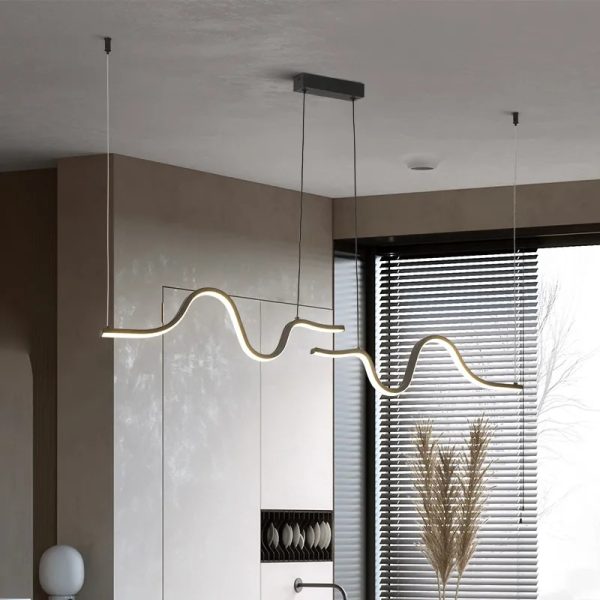 Minimalist Linear LED Pendant Light Nordic Luxury Hanging Chandelier For Tubular Restaurant Kitchen Office Coffee Indoor Lamps